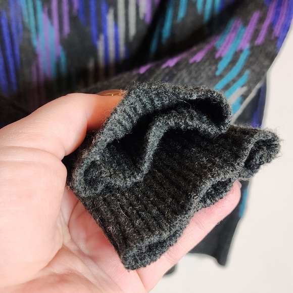 Vintage Cambridge Classice Wool Blend Knit Sweater Grey Blue Purple Medium - Picture 6 of 13